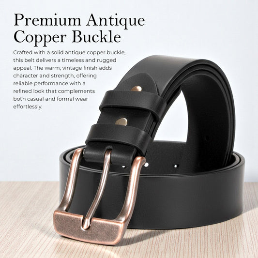 Mens Belts Leather Full Grain, Buffalo Leather, Handmade By Amish, (38mm) Width & (3.6mm) Thickness (Black) TOPNOTCH WORLD