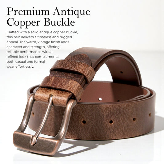 Mens Belts Leather Full Grain, Buffalo Leather, Handmade By Amish, (38mm) Width & (3.6mm) Thickness (Brown) TOPNOTCH WORLD