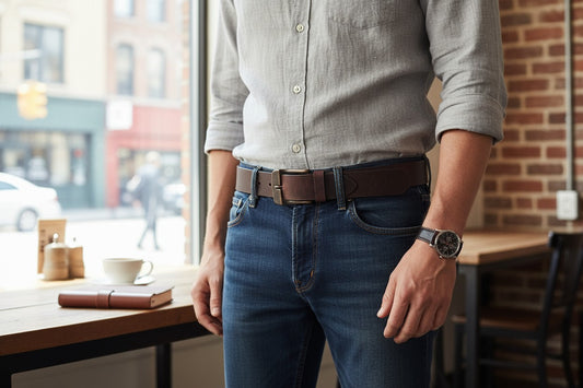 Handcrafted Wine Leather Belt with Antique Brass Buckle | Premium Men’s Belt