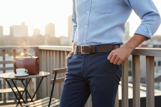 Handcrafted Wine Leather Belt with Golden Buckle - Premium Men’s Belt