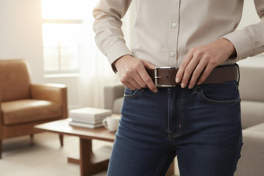 Dark Chocolate brown leather belt with silver buckle for men
American made chocolate brown leather belt