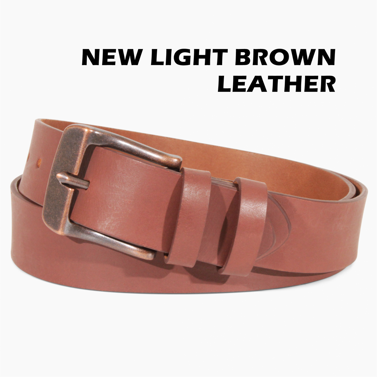 Mens Belts Leather Full Grain, Buffalo Leather, Handmade By Amish, 38mm Width & 3.6mm Thickness (Light Brown) TOPNOTCH WORLD