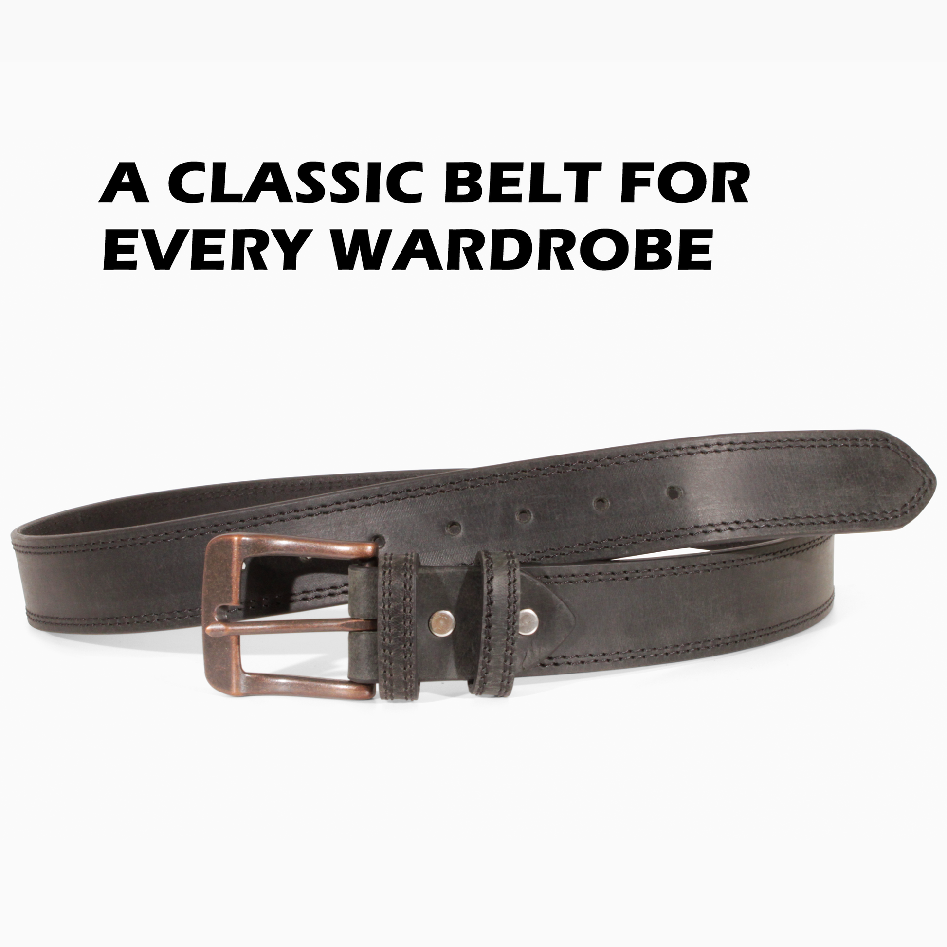 Mens Belts Leather Full Grain, Buffalo Leather, Handmade By Amish, 38mm Width & 3.6mm Thickness (Black Stitched) TOPNOTCH WORLD