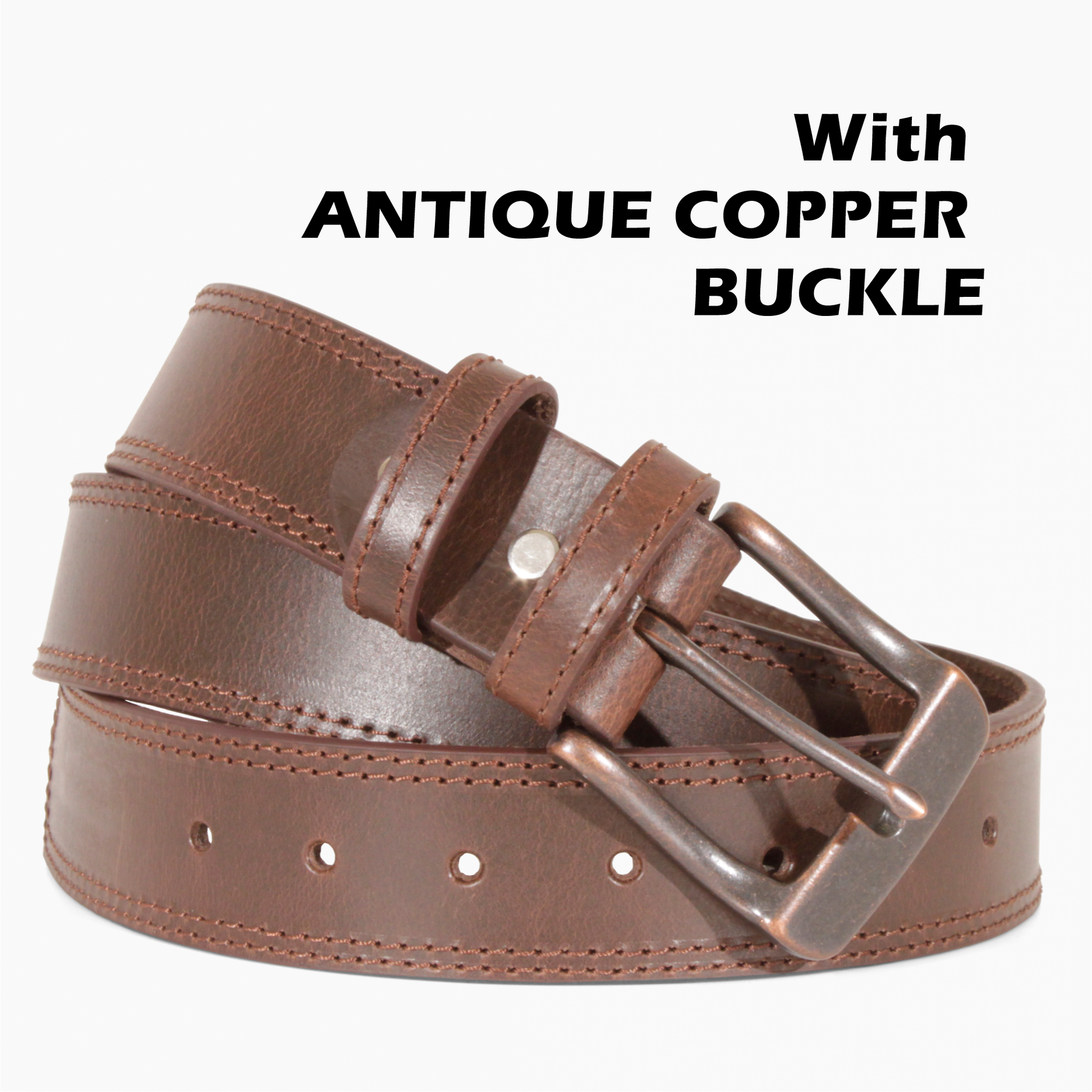 Mens Belts Leather Full Grain, Buffalo Leather, Handmade By Amish, 38mm Width & 3.6mm Thickness (Dark Brown Stitched) TOPNOTCH WORLD