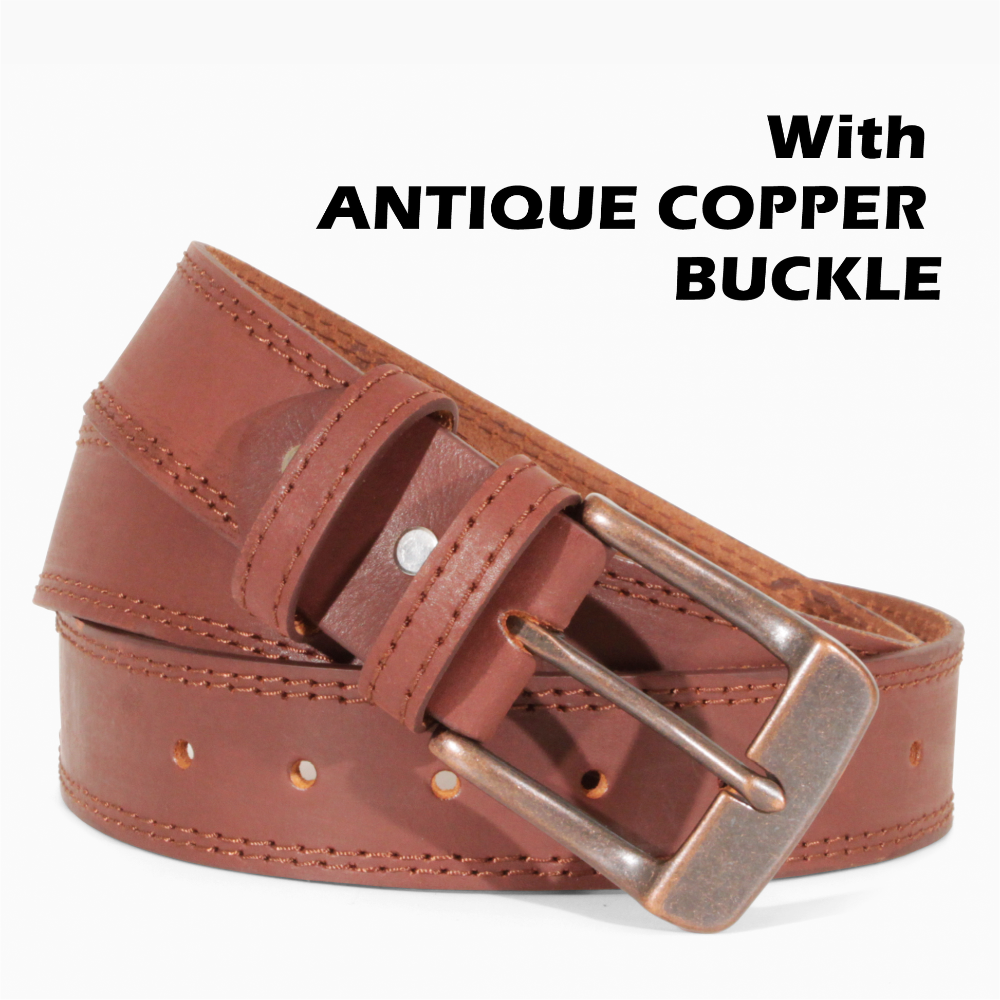 Mens Belts Leather Full Grain, Buffalo Leather, Handmade By Amish, 38mm Width & 3.6mm Thickness (Light Brown Stitched) TOPNOTCH WORLD