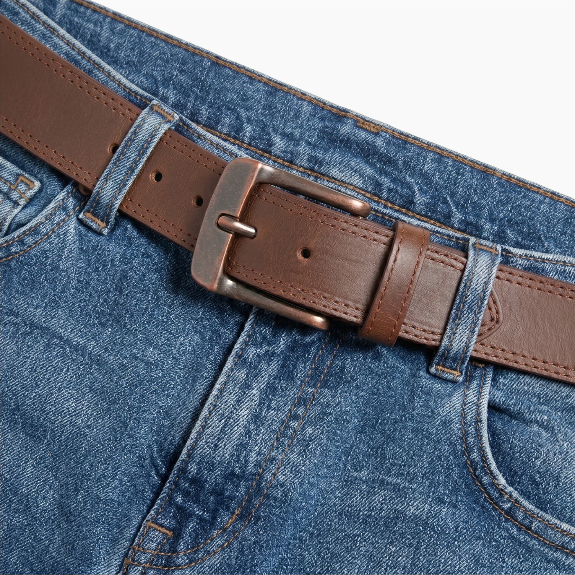 Mens Belts Leather Full Grain, Buffalo Leather, Handmade By Amish, 38mm Width & 3.6mm Thickness (Dark Brown Stitched) TOPNOTCH WORLD
