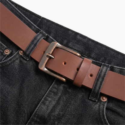 Mens Belts Leather Full Grain, Buffalo Leather, Handmade By Amish, 38mm Width & 3.6mm Thickness (Light Brown) TOPNOTCH WORLD