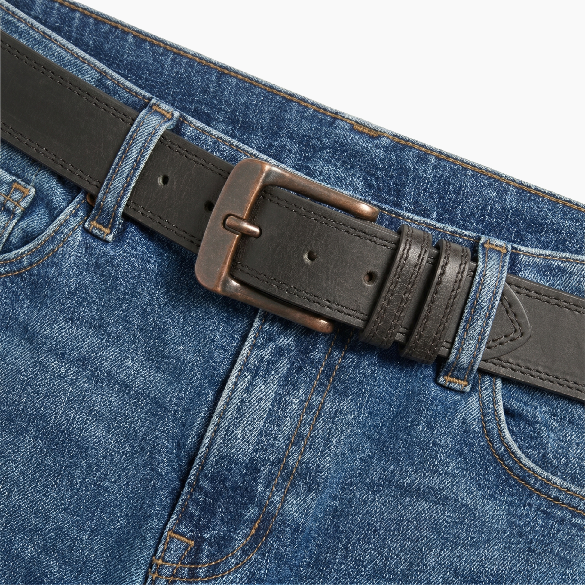 Mens Belts Leather Full Grain, Buffalo Leather, Handmade By Amish, 38mm Width & 3.6mm Thickness (Black Stitched) TOPNOTCH WORLD