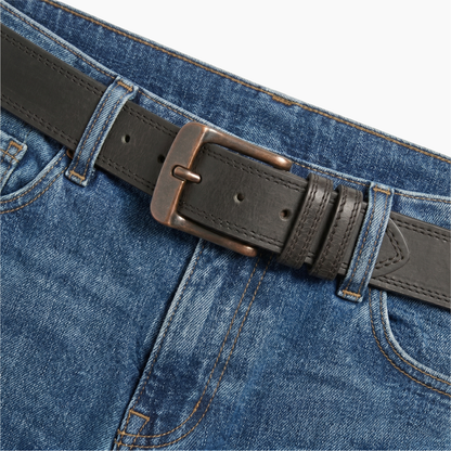 Mens Belts Leather Full Grain, Buffalo Leather, Handmade By Amish, 38mm Width & 3.6mm Thickness (Black Stitched) TOPNOTCH WORLD