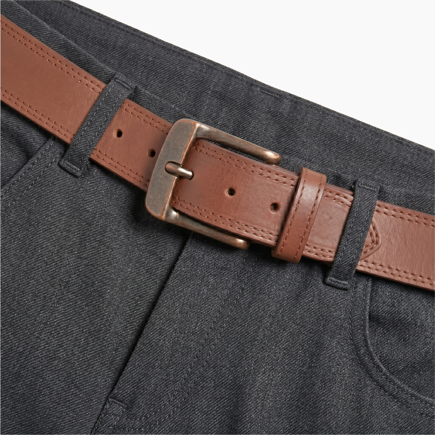 Mens Belts Leather Full Grain, Buffalo Leather, Handmade By Amish, 38mm Width & 3.6mm Thickness (Light Brown Stitched) TOPNOTCH WORLD