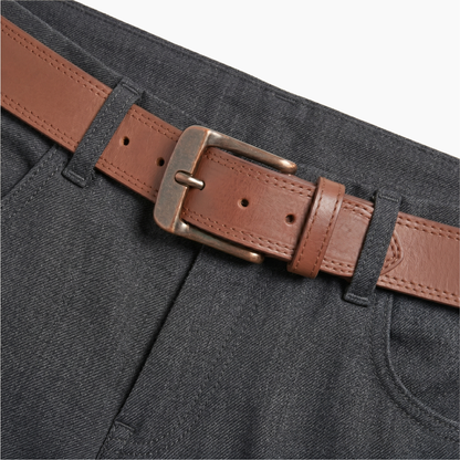 Mens Belts Leather Full Grain, Buffalo Leather, Handmade By Amish, 38mm Width & 3.6mm Thickness (Light Brown Stitched) TOPNOTCH WORLD
