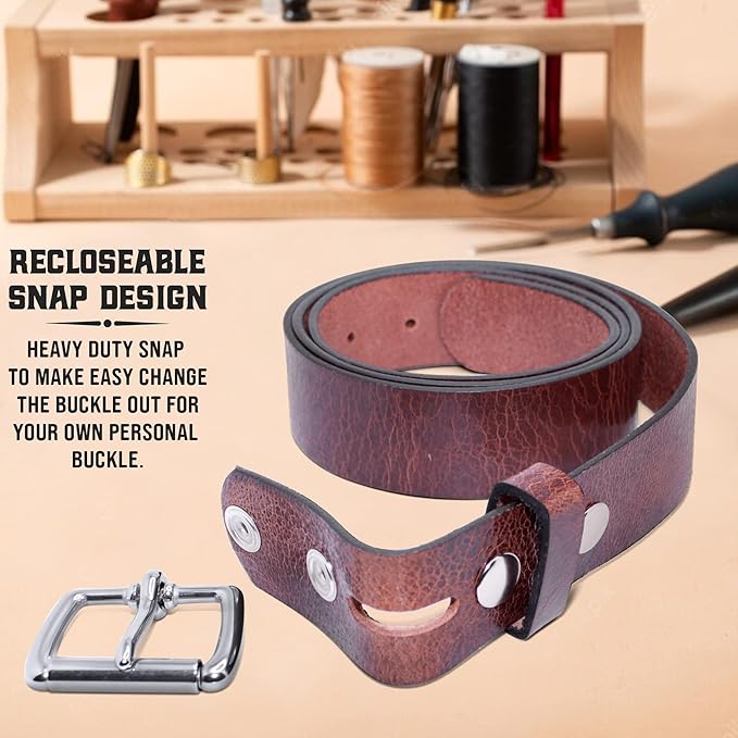 Mens Belts Leather Veg Oil Tan, Genuine Buffalo Leather Handmade By Amish, 1.5 Inch Wide & 3.6mm Thickness TOPNOTCH WORLD