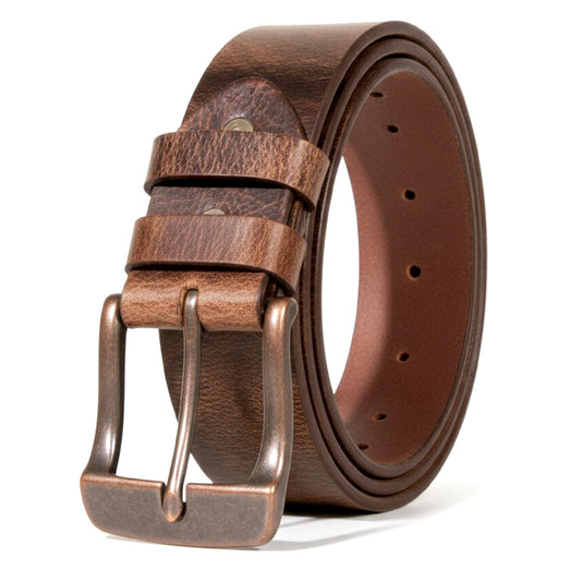 Mens Belts Leather Full Grain, Buffalo Leather, Handmade By Amish, (38mm) Width & (3.6mm) Thickness (Brown) TOPNOTCH WORLD
