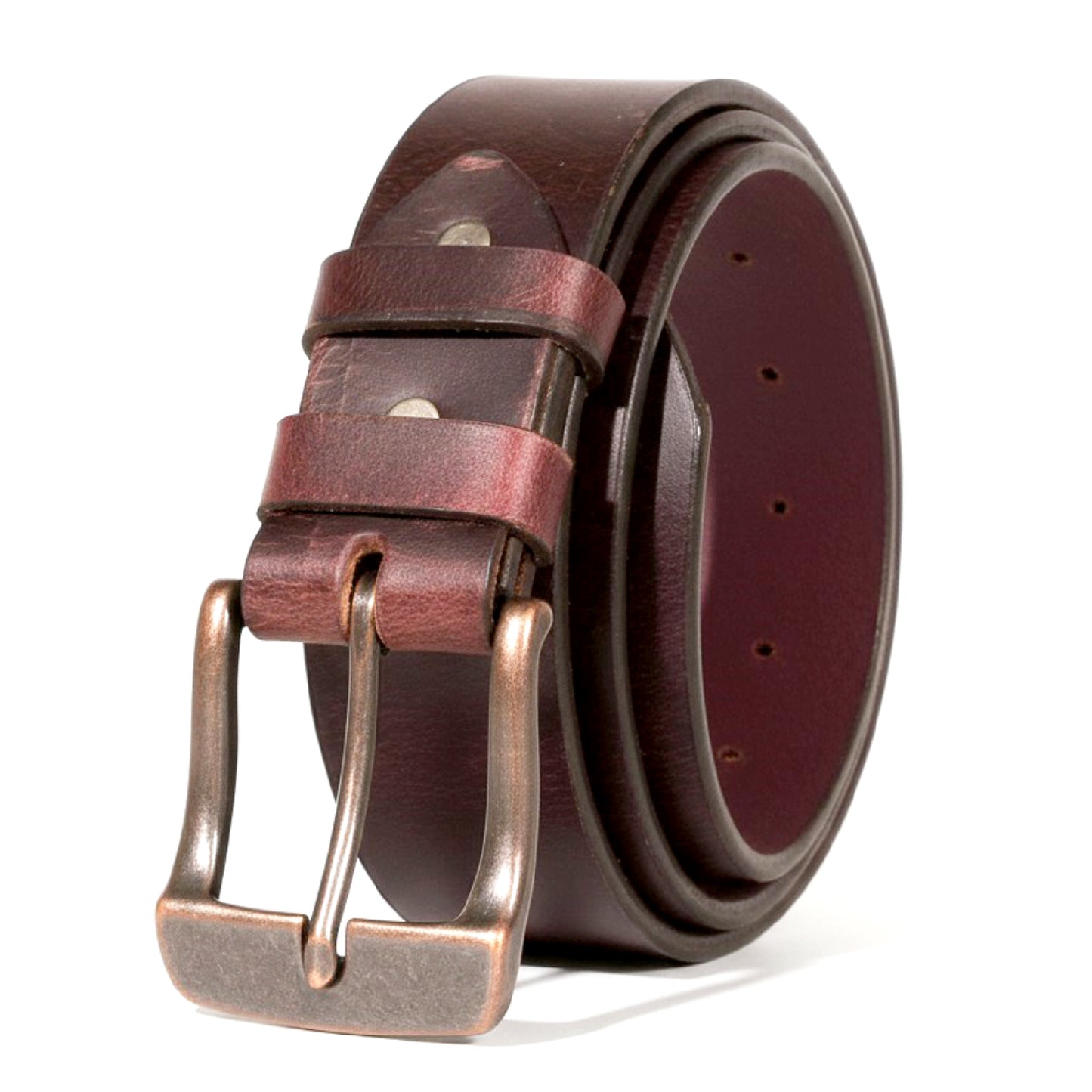 Mens Belts Leather Full Grain, Buffalo Leather, Handmade By Amish, (38mm) Width & (3.6mm) Thickness (Wine) TOPNOTCH WORLD