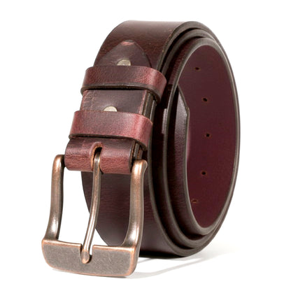 Mens Belts Leather Full Grain, Buffalo Leather, Handmade By Amish, (38mm) Width & (3.6mm) Thickness (Wine) TOPNOTCH WORLD