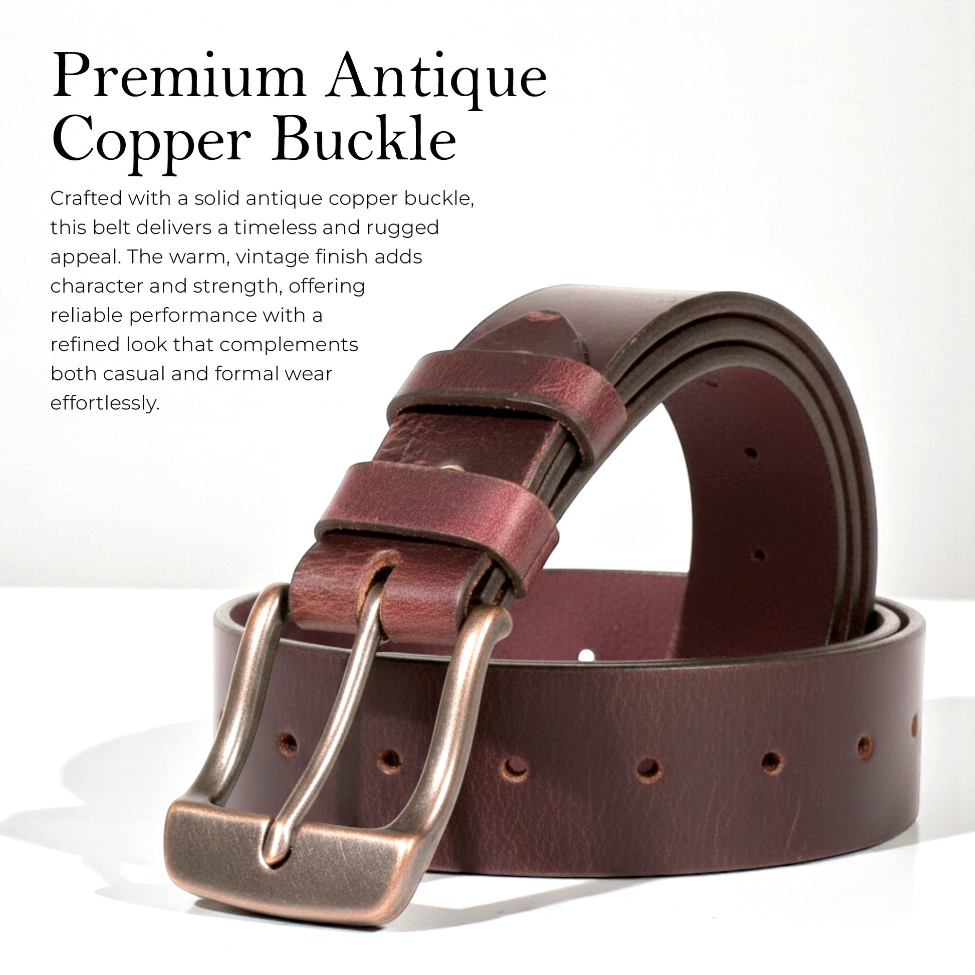 Mens Belts Leather Full Grain, Buffalo Leather, Handmade By Amish, (38mm) Width & (3.6mm) Thickness (Wine) TOPNOTCH WORLD