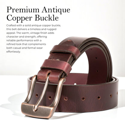 Mens Belts Leather Full Grain, Buffalo Leather, Handmade By Amish, (38mm) Width & (3.6mm) Thickness (Wine) TOPNOTCH WORLD