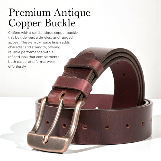 Mens Belts Leather Full Grain, Buffalo Leather, Handmade By Amish, (38mm) Width & (3.6mm) Thickness (Wine) TOPNOTCH WORLD