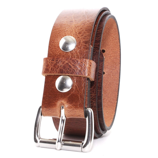 Mens Belts Leather Veg Oil Tan, Genuine Buffalo Leather Handmade By Amish, 1.5 Inch Wide & 3.6mm Thickness TOPNOTCH WORLD