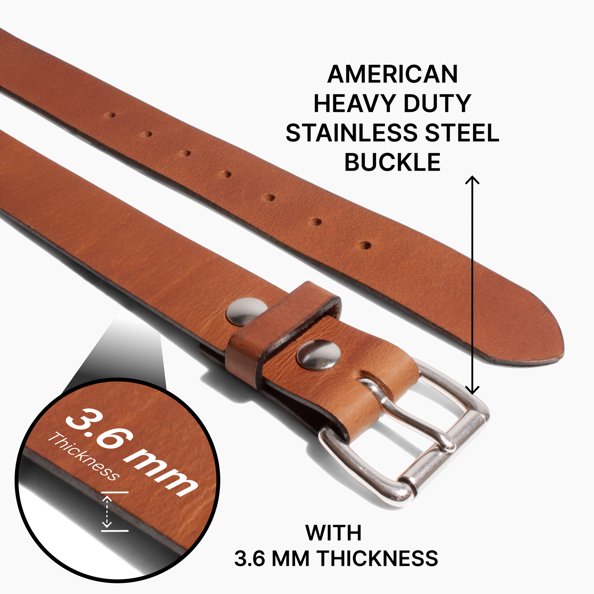 Mens Belts Leather Veg Oil Tan, Buffalo Leather Handmade By Amish, 1.25 Inch Wide & 3.6mm Thickness (Brown) TOPNOTCH WORLD