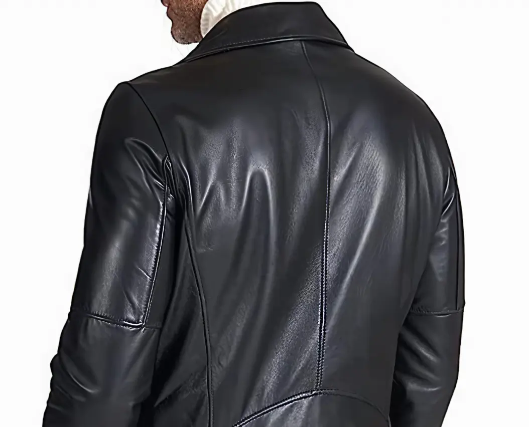 Men's Brando Leather Jacket TN3BK Asymmetrical Cafe Racer Style Short Length Genuine Real Sheepskin Black Color with YKK Zips & Multiple Pockets