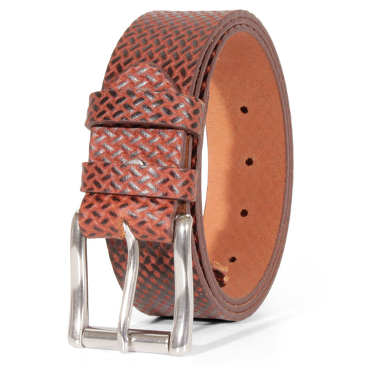 Mens Belts Leather Full Grain, Buffalo Leather, Handmade By Amish, (38mm) Width & (3.6mm) Thickness (Basketweave) TOPNOTCH WORLD
