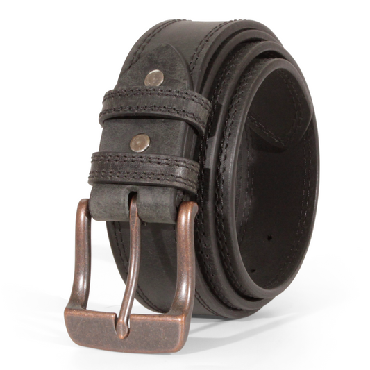 Mens Belts Leather Full Grain, Buffalo Leather, Handmade By Amish, (38mm) Width & (3.6mm) Thickness (Black Stitched) TOPNOTCH WORLD