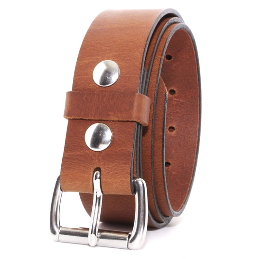 Mens Belts Leather Veg Oil Tan, Genuine Buffalo Leather Handmade By Amish, 1.5 Inch Wide & 3.6mm Thickness TOPNOTCH WORLD