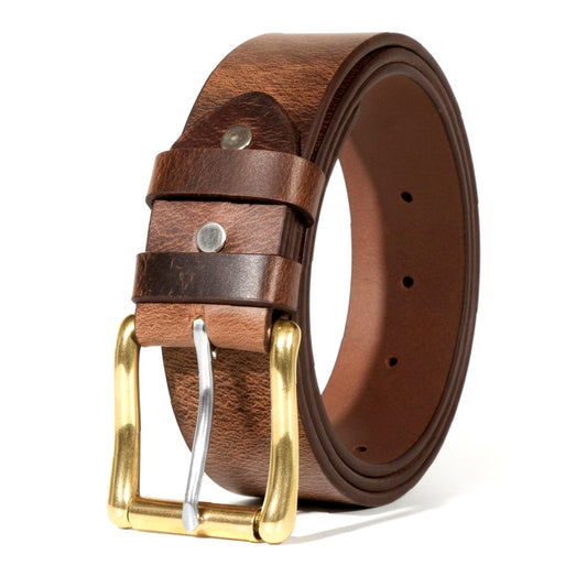 Mens Belts Leather Full Grain, Buffalo Leather, Handmade By Amish, (38mm) Width & (3.6mm) Thickness (Crazy Brown) TOPNOTCH WORLD