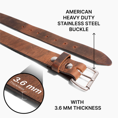 Mens Belts Leather Veg Oil Tan, Buffalo Leather Handmade By Amish, 1.25 Inch Wide & 3.6mm Thickness (Crazy Horse) TOPNOTCH WORLD