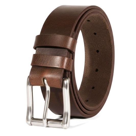 Mens Belts Leather Full Grain, Buffalo Leather, Handmade By Amish, (38mm) Width & (3.6mm) Thickness (Chocolate) TOPNOTCH WORLD