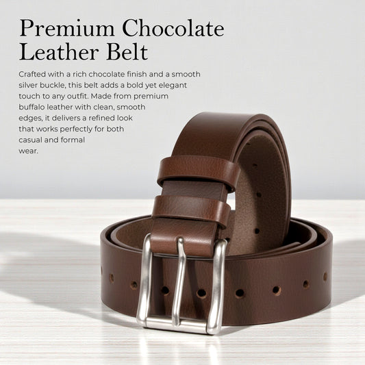 Mens Belts Leather Full Grain, Buffalo Leather, Handmade By Amish, (38mm) Width & (3.6mm) Thickness (Chocolate) TOPNOTCH WORLD