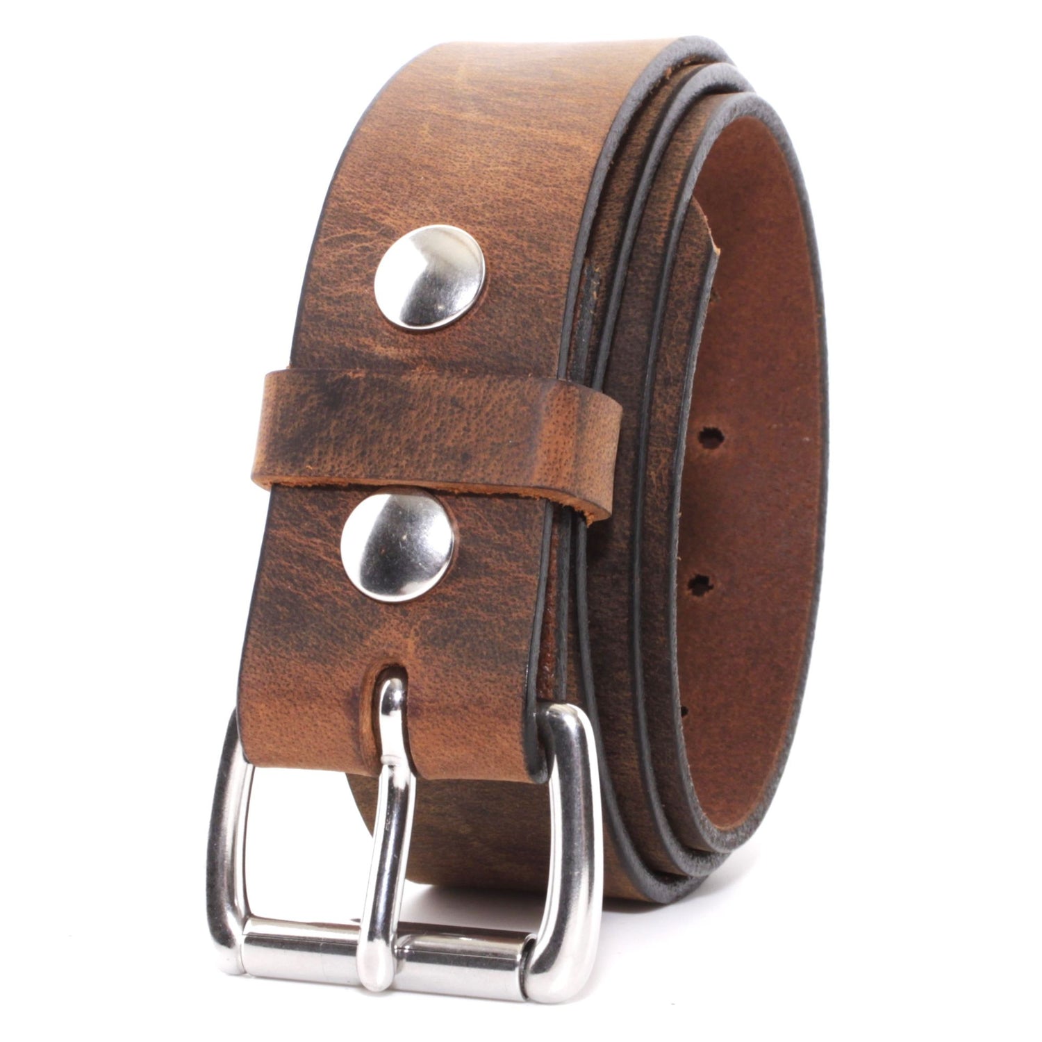 Mens Belts Leather Veg Oil Tan, Genuine Buffalo Leather Handmade By Amish, 1.5 Inch Wide & 3.6mm Thickness TOPNOTCH WORLD