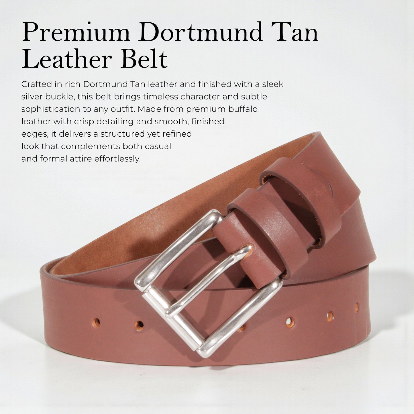 Mens Belts Leather Full Grain, Buffalo Leather, Handmade By Amish, (38mm) Width & (3.6mm) Thickness (Dortmund Tan) TOPNOTCH WORLD