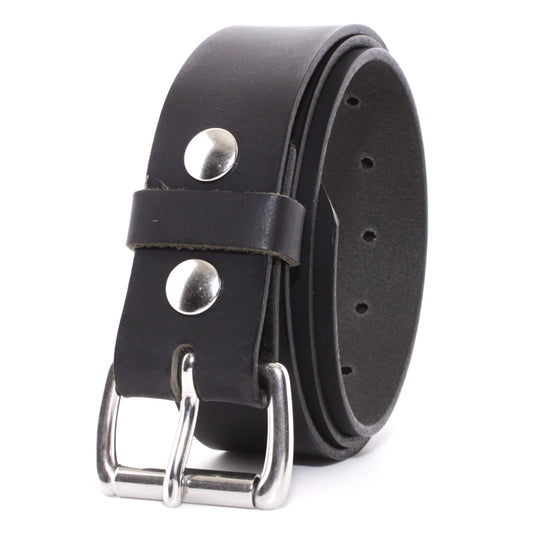 Mens Belts Leather Veg Oil Tan, Buffalo Leather Handmade By Amish, 1.25 Inch Wide & 3.6mm Thickness (Matte Black) TOPNOTCH WORLD
