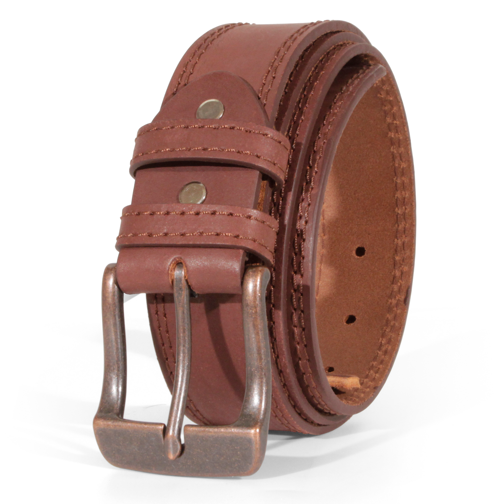 Mens Belts Leather Full Grain, Buffalo Leather, Handmade By Amish, 38mm Width & 3.6mm Thickness (Light Brown Stitched) TOPNOTCH WORLD