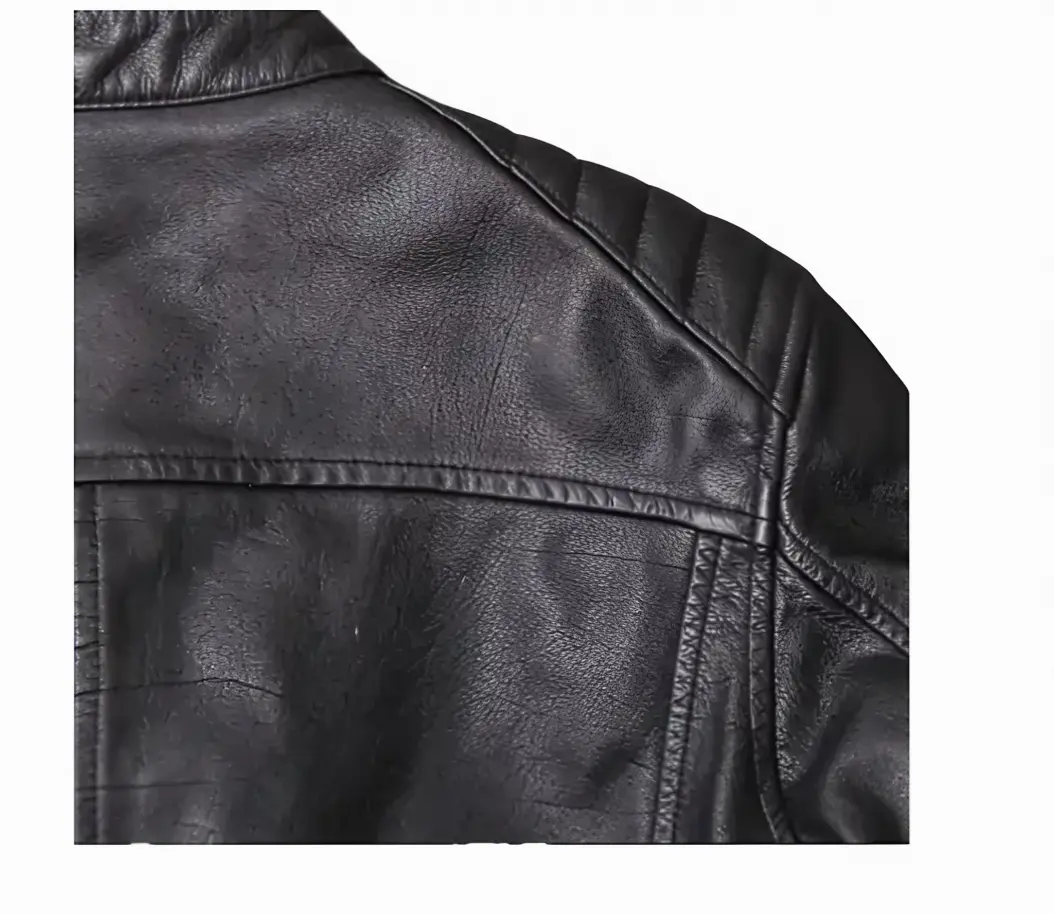Men's Cafe Racer Style Leather Jacket TN2BK - Short Length Genuine Real Sheepskin Black Color with YKK Zips & Multiple Pockets Embellished shoulders and Elbows