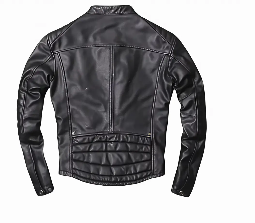 Men's Cafe Racer Style Leather Jacket TN2BK - Short Length Genuine Real Sheepskin Black Color with YKK Zips & Multiple Pockets Embellished shoulders and Elbows