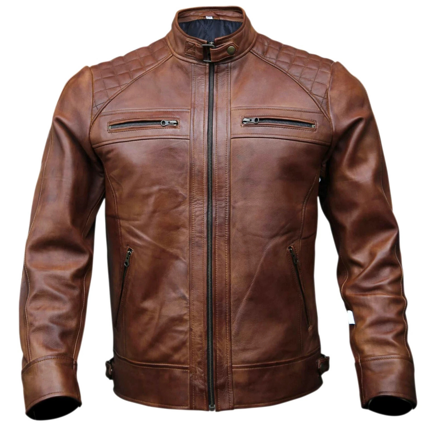 Leather Jacket Men, Genuine Lambskin Leather, Biker Style Jacket Casual & Outdoor Wear TOPNOTCH WORLD