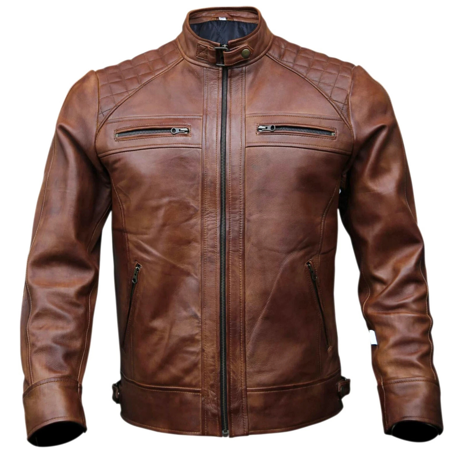 Leather Jacket Men, Genuine Lambskin Leather, Biker Style Jacket Casual & Outdoor Wear TOPNOTCH WORLD