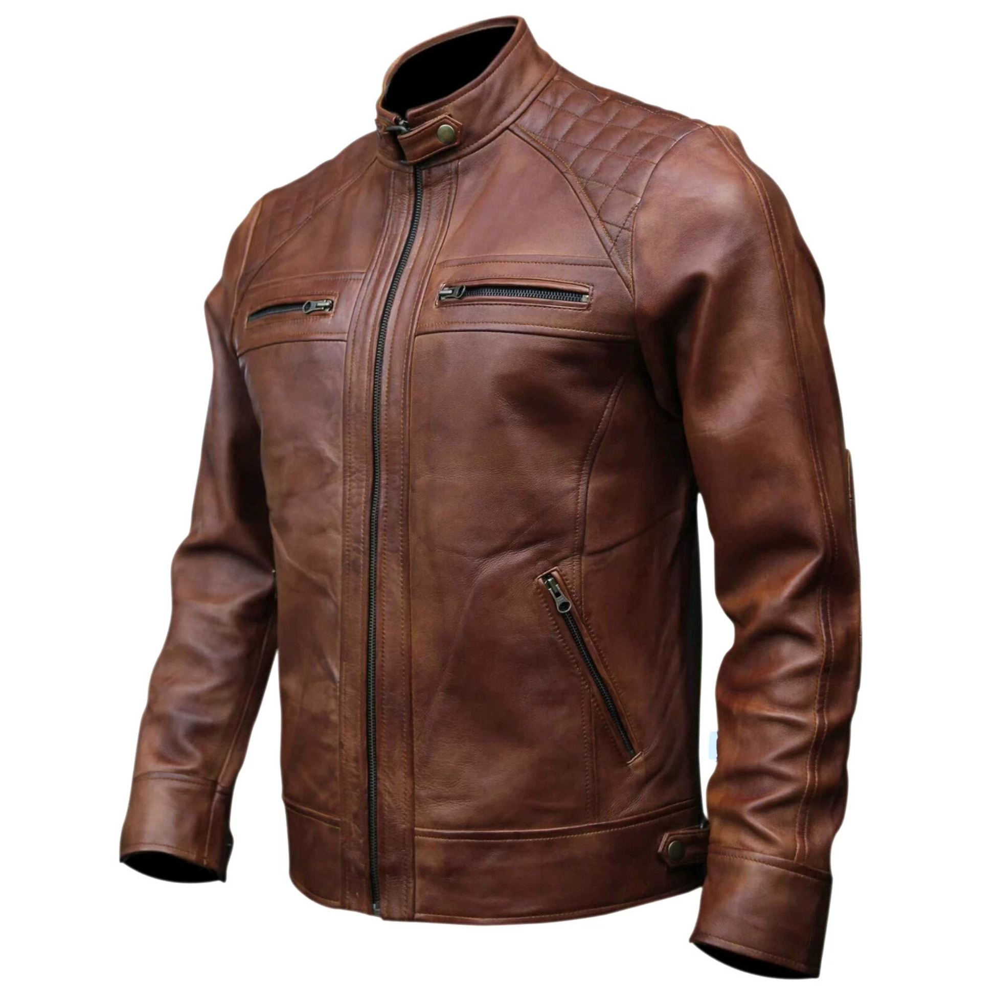 Leather Jacket Men, Genuine Lambskin Leather, Biker Style Jacket Casual & Outdoor Wear TOPNOTCH WORLD