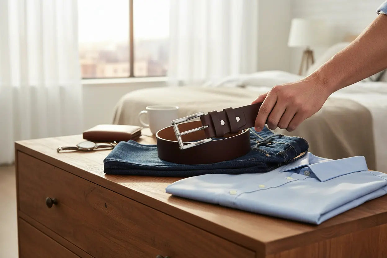 American Made Full Grain Buffalo Leather Belt in Burgundy with Silver Buckle TOPNOTCH WORLD