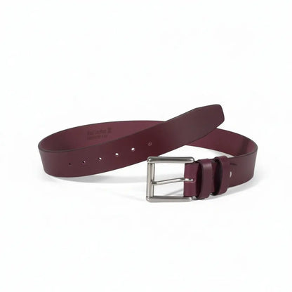 American Made Full Grain Buffalo Leather Belt in Burgundy with Silver Buckle TOPNOTCH WORLD