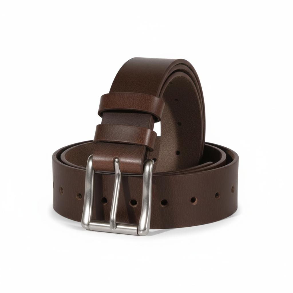 Dark Chocolate brown leather belt with silver buckle for men
American made chocolate brown leather belt