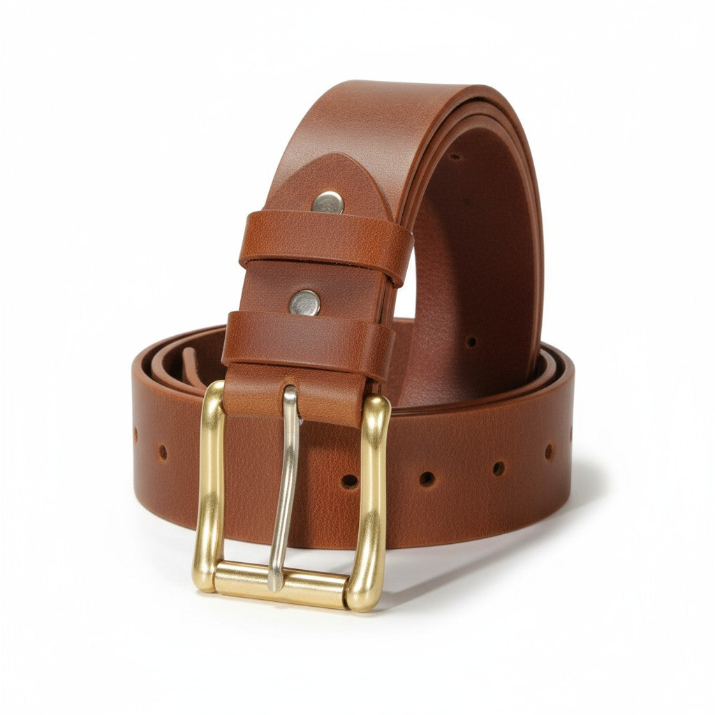 Mustard leather belt with golden buckle for men
American made full grain buffalo mustard belt