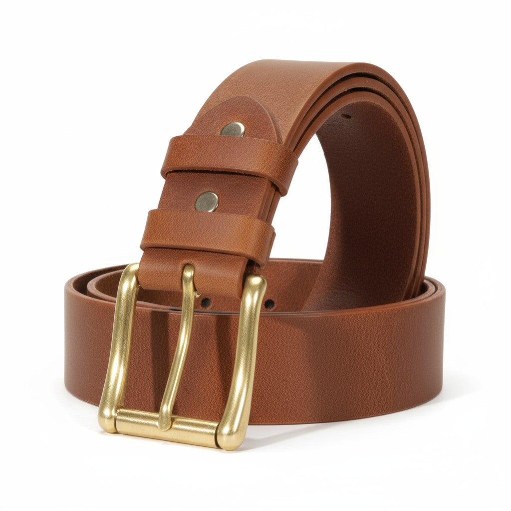 Mustard leather belt with golden buckle for men
American made full grain buffalo mustard belt