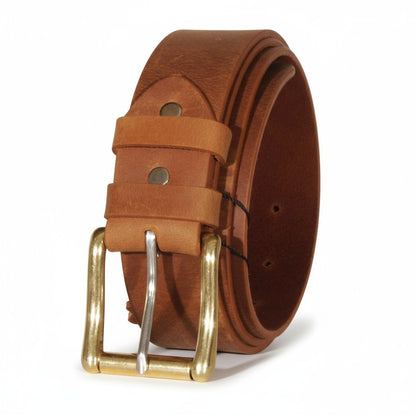 Mustard leather belt with golden buckle for men
American made full grain buffalo mustard belt